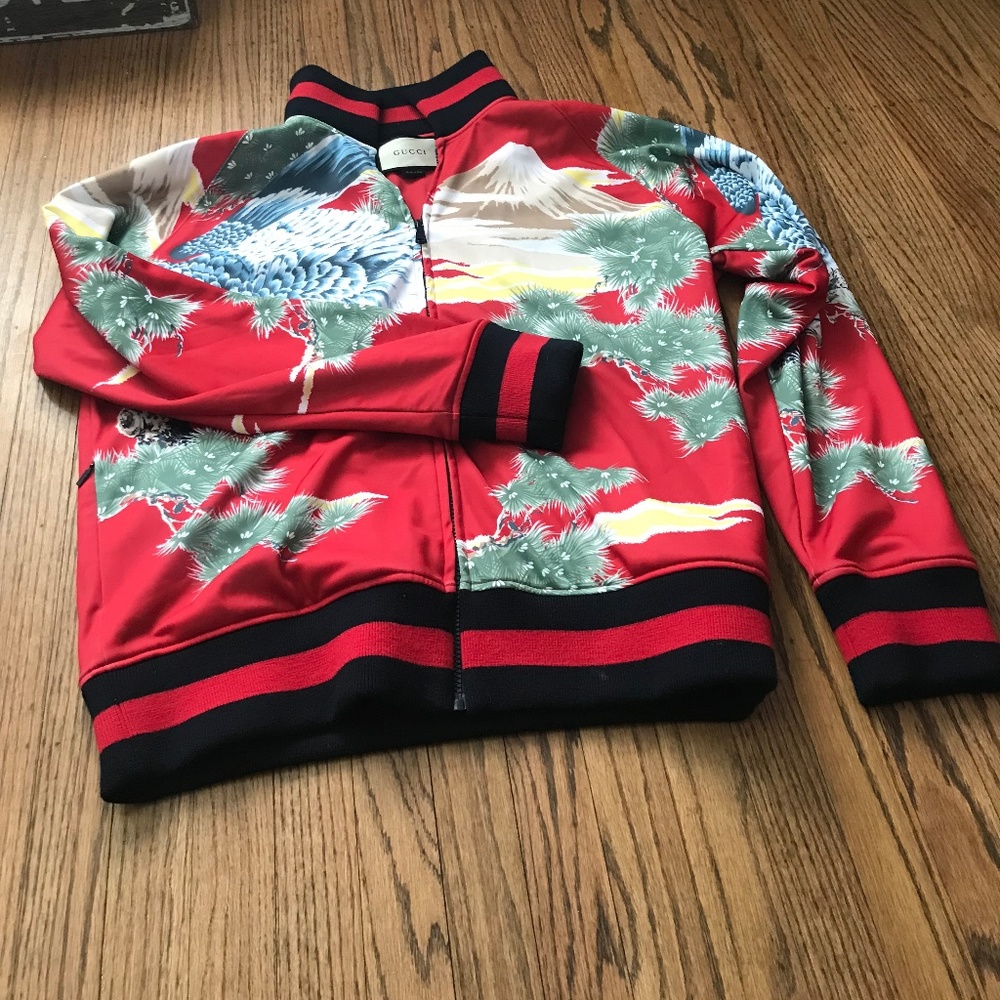 Men's Gucci Silk Tropical Bomber Jacket